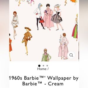 Vintage Barbie removable wallpaper.  2 rolls 26 inches x 12 ft 2 panels in each)